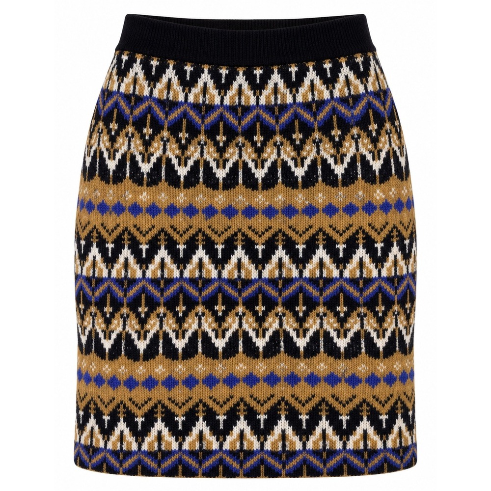 Anthropologie Knit Skirt Fair Isle Nordic Fall Winter Wool Blend Boho Women L